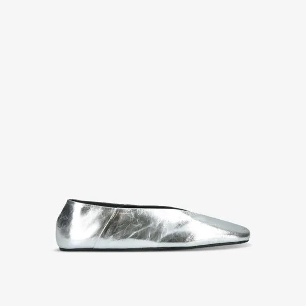 Сложенные кожаные балетки Jil Sander, серебряный