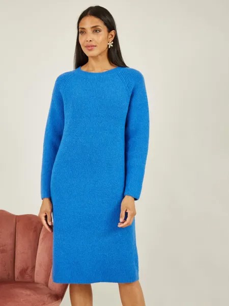 Вязаное платье-джемпер миди Yumi, синий