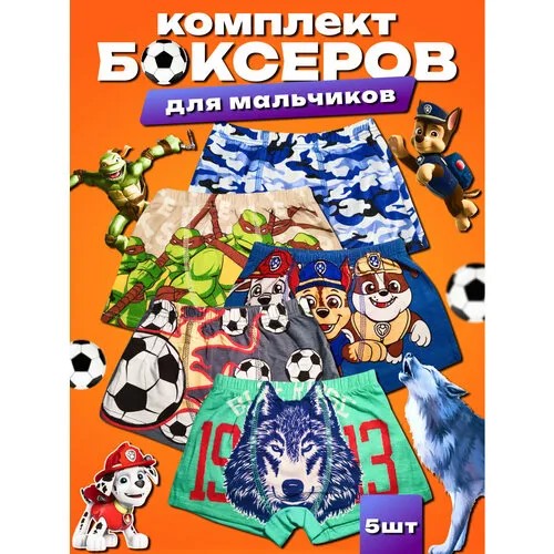 Трусы , 5 шт., размер 24/26, мультиколор, синий