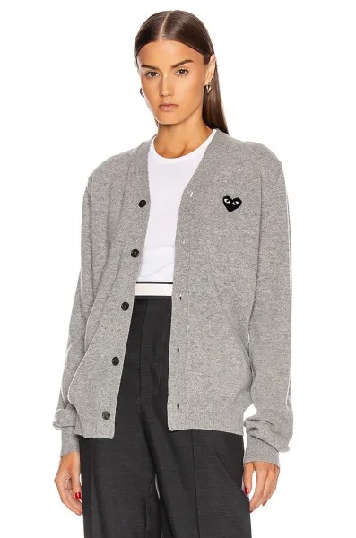 Кардиган Comme des Garçons Wool Black Heart Emblem, цвет Light Gray