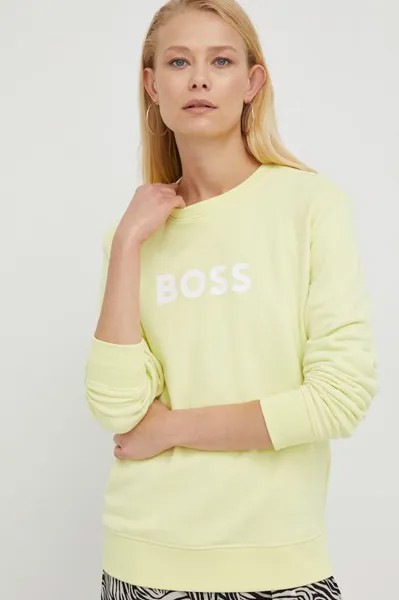 Хлопковая толстовка Boss, зеленый