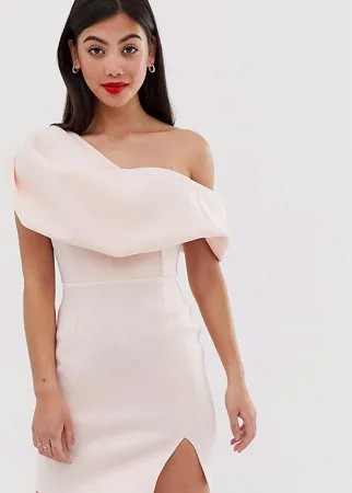 Платье мини на одно плечо с отделкой ASOS DESIGN Petite-Зеленый