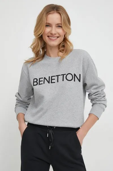 Хлопковая толстовка United Colors of Benetton, серый