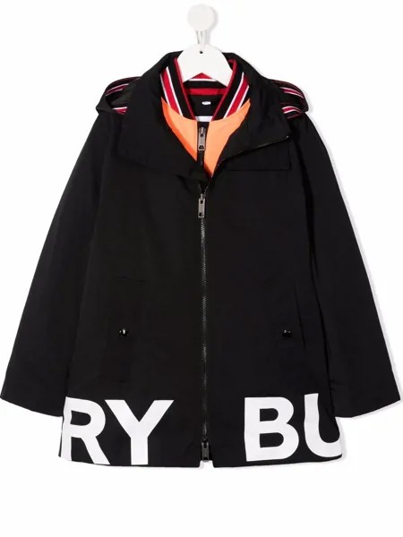 Burberry Kids пуховик с логотипом и съемной курткой