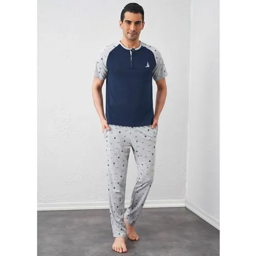 Пижама Relax Mode, размер 46, серый, синий