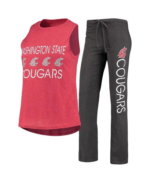 Женский малиновый, темно-серый комплект для сна из майки и брюк команды Washington State Cougars Team Concepts Sport