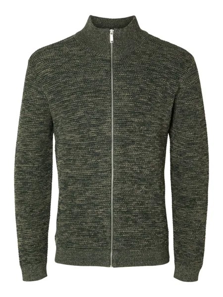 Вязаный кардиган SELECTED HOMME Vince, хаки/темно-зеленый