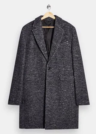 Черное пальто из букле Topman-Черный цвет