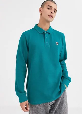 Лонгслив-поло из вафельного материала синего цвета Fila - Bertoni (harbour)-Синий