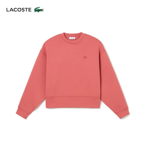 Пуловер короткий женский Lacoste с круглым вырезом, красный