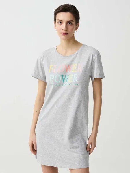 Ночная рубашка с надписью Ovs, цвет light grey marl