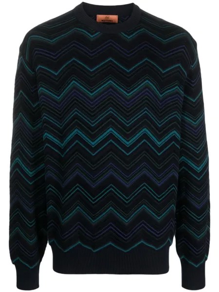 Missoni джемпер с узором зигзаг, синий