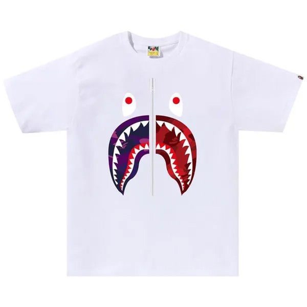 Футболка BAPE Color Camo Separate Shark Tee, цвет White/Purple