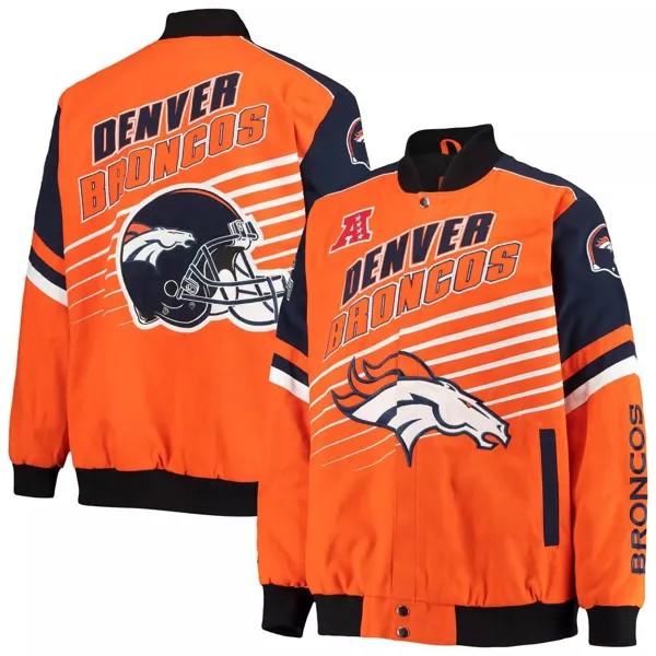 Мужская спортивная куртка Carl Banks на кнопках из хлопкового твила Denver Broncos Extreme Strike оранжевого/темно-синего цвета G-III