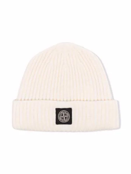 Stone Island Junior шапка бини с нашивкой-логотипом