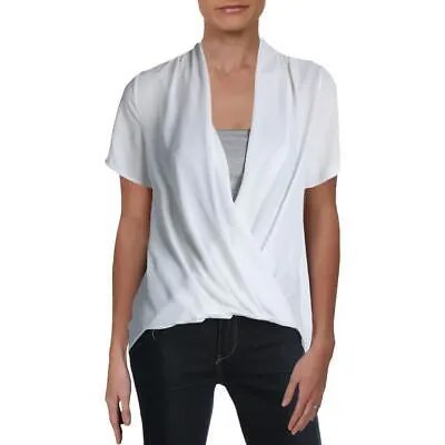 Женская блузка Lush цвета слоновой кости с v-образным вырезом и короткими рукавами, рубашка с запахом, L BHFO 3213