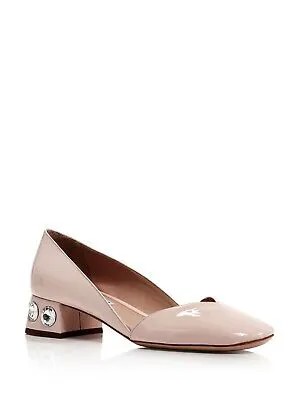 MIU MIU Женские розовые кожаные туфли-лодочки без шнуровки Vernice с круглым носком на блочном каблуке 39