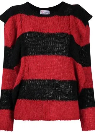 RED Valentino джемпер в полоску с круглым вырезом и оборками