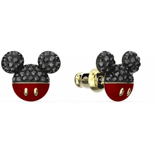 Серьги пусеты SWAROVSKI, кристаллы Swarovski, золотой, красный
