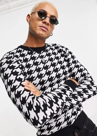 Черно-белый джемпер с узором «гусиная лапка» Jack & Jones Originals-Разноцветный