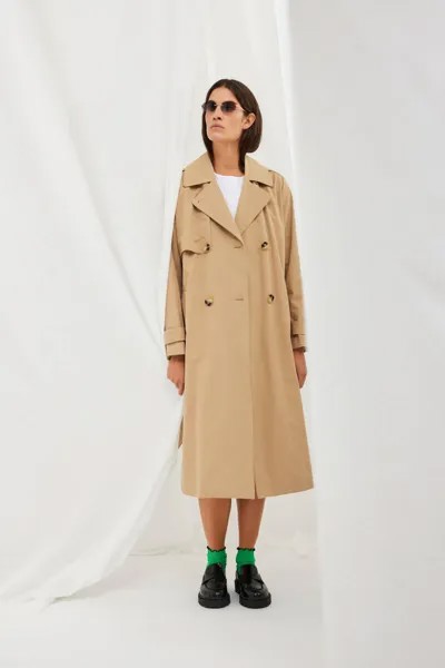 Длинный тренч из натурального хлопка. Selected Femme, коричневый
