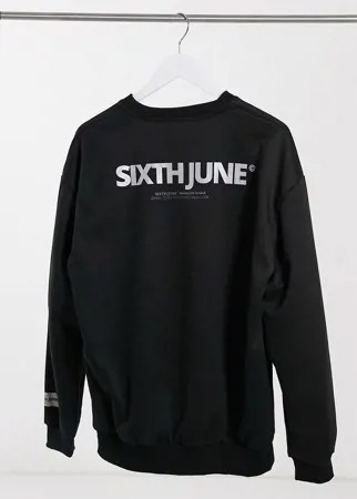 Черный свитшот со светоотражающим логотипом на спине Sixth June-Черный цвет