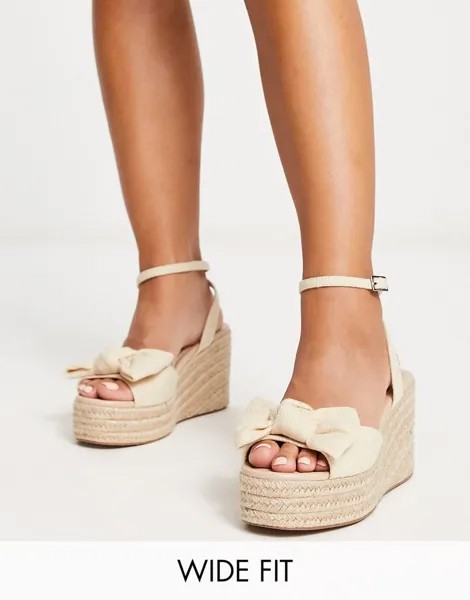 Эспадрильи на танкетке Trisha с бантом ASOS DESIGN Wide Fit из натуральной ткани