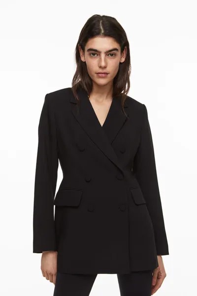 Двубортный пиджак H&M, черный