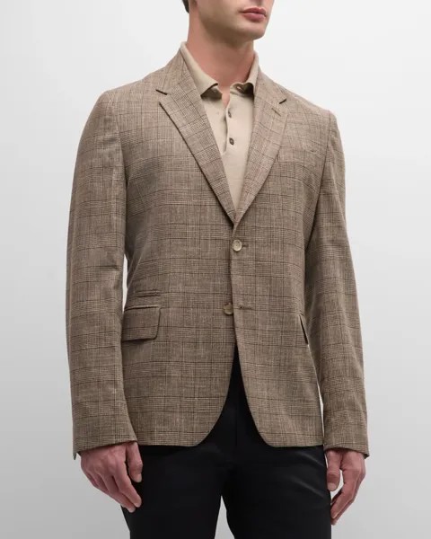 Мужское спортивное пальто с двумя пуговицами в клетку Glen Check Paul Smith, цвет Brown
