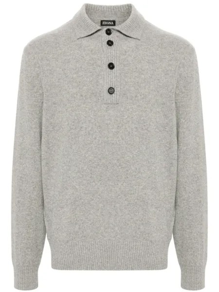 Zegna рубашка поло с длинными рукавами, серый