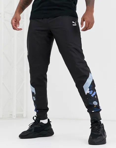Спортивные брюки с цветочным принтом Puma-Черный цвет