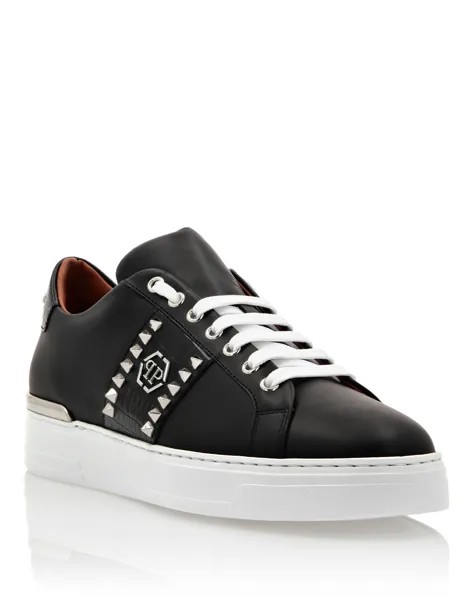 Кожаные низкие кеды The Plein Original TM Philipp Plein, цвет Black / White