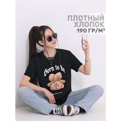 Футболка Апрель, размер 88-164, коричневый, черный