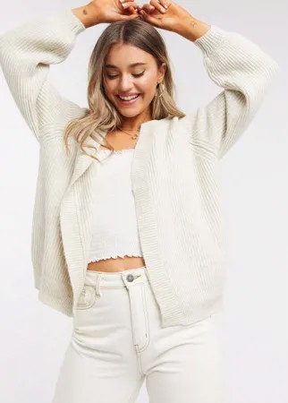 Бежевый свободный кардиган без застежки ASOS DESIGN-Neutral