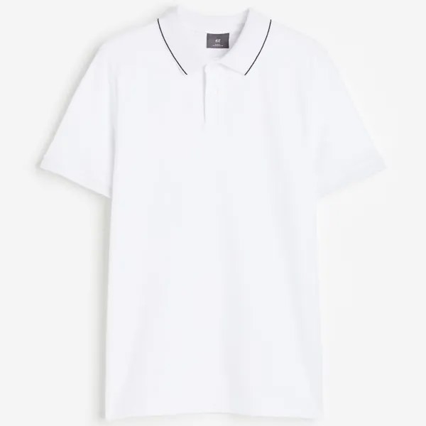 Футболка поло H&M Slim Fit Cotton, белый