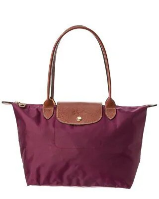 Longchamp Le Pliage Маленькая нейлоновая женская сумка-тоут с длинной ручкой, фиолетовая