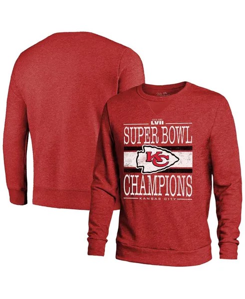 Мужской красный пуловер с нитками Kansas City Chiefs Super Bowl LVII Champions Prime Time Majestic