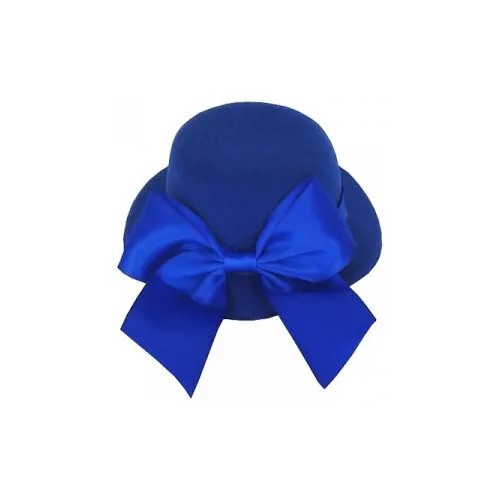 Шляпка цилиндр карнавальная с бантом на заколке, 13 см, цвет синий