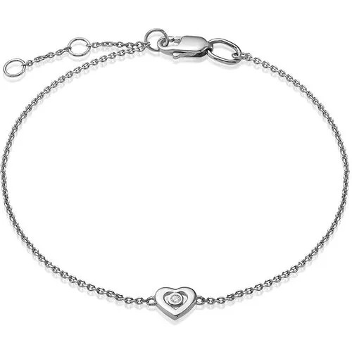 Браслет-цепочка Vesna jewelry, белое золото, 585 проба, родирование, бриллиант, длина 18.5 см.
