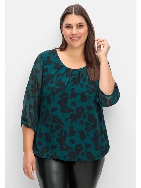 Туника sheego Chiffon, цвет tiefgrün gemustert