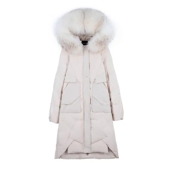(TopFurMall) европейские женские парки, пуховики, куртки, реальная Женская Длинная Верхняя одежда, пальто LF9162