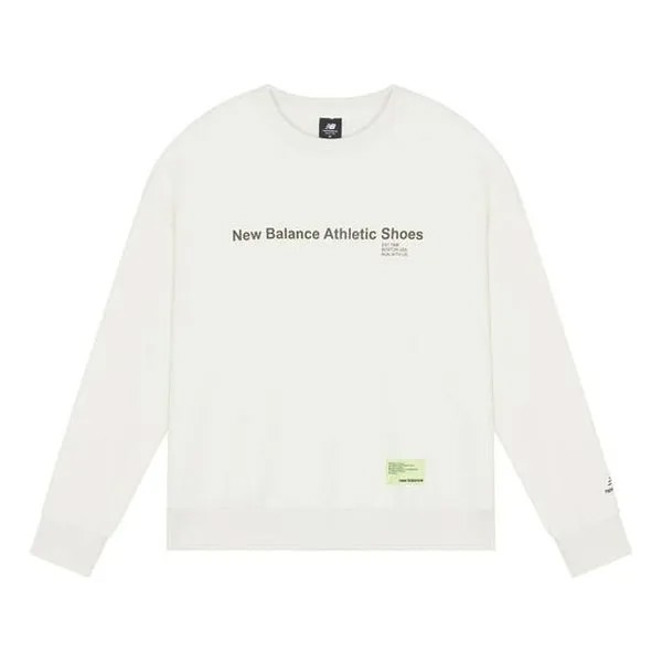 Толстовка New Balance Alphabet Logo Printing Sports Round Neck Pullover White, белый