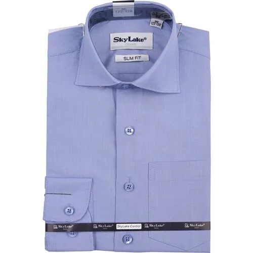 Школьная рубашка Sky Lake, полуприлегающий силуэт, на пуговицах, длинный рукав, манжеты, размер 35/152, голубой