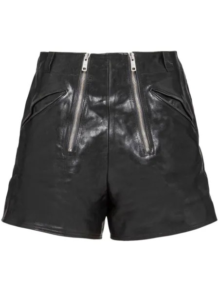 Prada кожаные шорты с молниями, черный