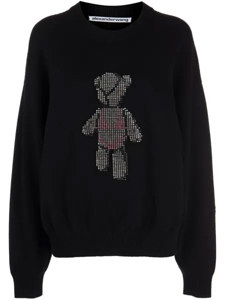 Alexander Wang шерстяной джемпер Beiress с кристаллами, черный