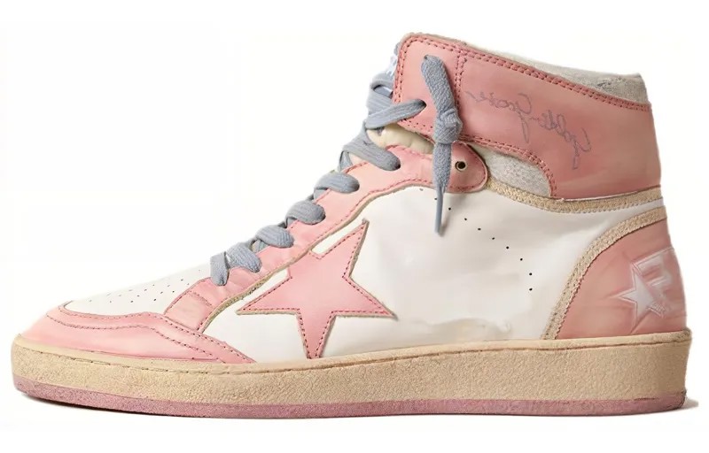 Кроссовки Golden Goose Sky-Star Skateboarding Shoes Women's High-top Chalk White, белый
