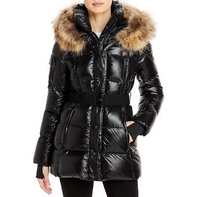 СЭМ. Женское черное зимнее пуховое пальто с отделкой из искусственного меха Верхняя одежда XS BHFO 2199