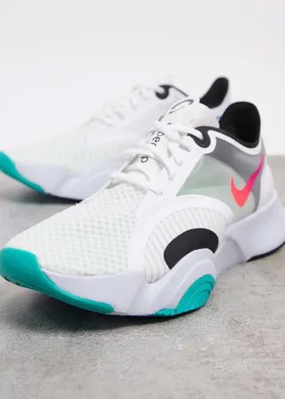Белые кроссовки Nike Training SuperRep Go-Зеленый