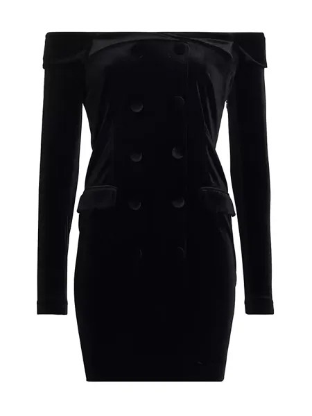 Платье-блейзер Micaela с открытыми плечами L'Agence, черный