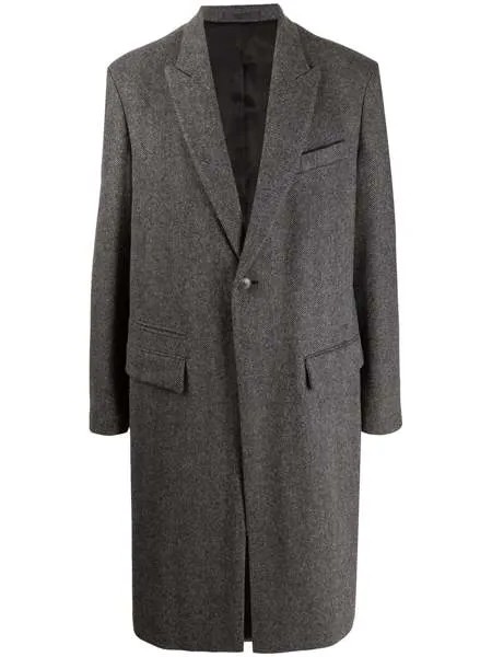 Valentino однобортное пальто с узором в елочку
